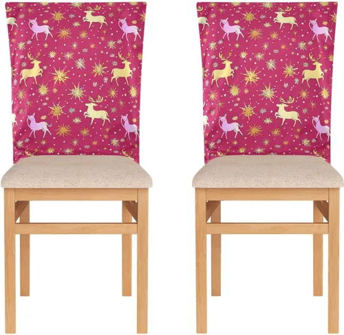 Vista 2 de Juego de 6 fundas decorativas para sillas de oficina y reuniones familiares, fundas extraíbles para sillas de comedor, diseño de copos de nieve