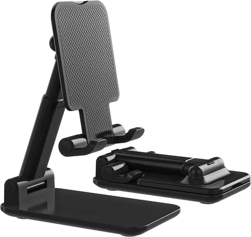 Vista 10 de Soporte para teléfono celular, soporte de teléfono celular ajustable en ángulo con almohadilla de silicona para escritorio, soporte de teléfono