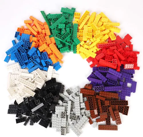 Vista 7 de burgkidz Premium Building Blocks Set: caja de almacenamiento con tapa de placa base 568-pcs set: 500 bricks/blocks, 14 shapes, 10 colors +