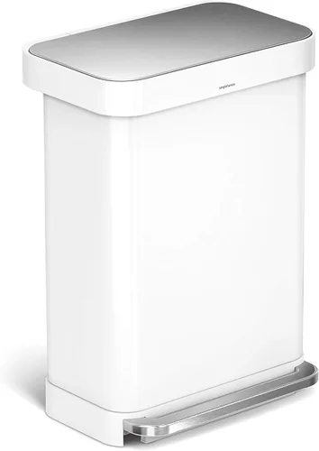 Vista 11 de Simplehuman - Cubo de basura rectangular para cocina de 45 litros / 12 galones, a pedal, con tapa de cierre suave, de acero inoxidable pulido