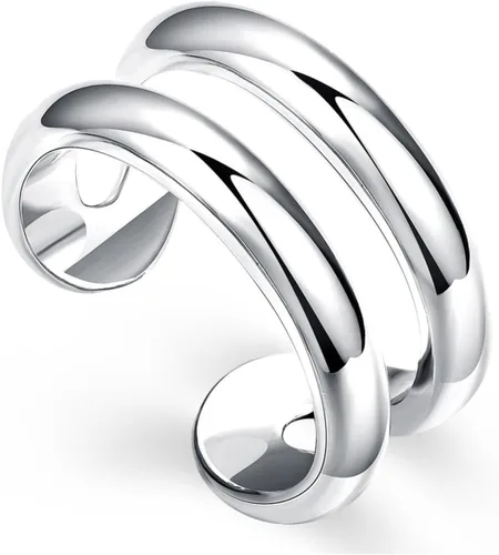 Vista 96 de Anillo de plata de ley 925, minimalista, ajustable, hecho a mano, para mujeres y niñas