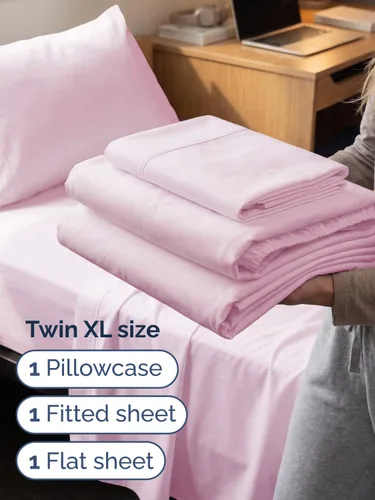 Vista 642 de Extra Deep Twin XL Sheet Set - 3 Piece College Dorm Room - White 01-Blanco