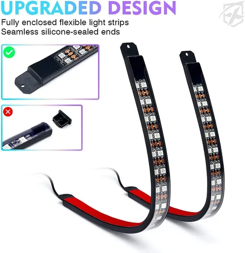 Vista 3 de Xprite Luces interiores de auto RGB mejoradas de 144 LED con control de aplicación inteligente/control remoto inalámbrico, modo de sincronización