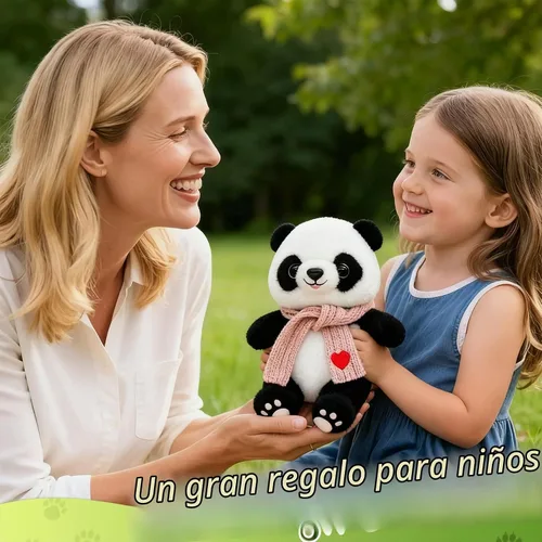 Vista 6 de Muñecas de panda de 9.8 pulgadas con bufanda de corazón de amor, juguetes de peluche suaves de animales de peluche, regalos de cumpleaños para Azul