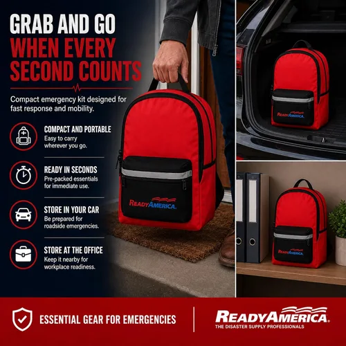 Vista 2 de Ready America 70185 kit de emergencia de gran calidad para 1 persona, mochila para 3 días