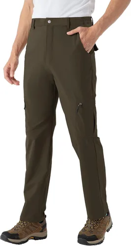 Vista 3 de BASUDAM Pantalones cargo de senderismo para hombre, de secado rápido, ligeros, elásticos, resistentes al agua con bolsillos