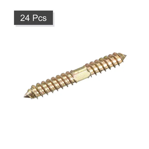 Vista 3 de Uxcell Pernos de suspensión de 0.315 x 1.969 in, 24 tornillos de rosca autorroscantes de doble extremo para conexión de madera