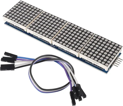 Vista 4 de MAX7219 Módulo de matriz de puntos 32x8 4 en 1 módulos de pantalla LED para microcontrolador Arduino Raspberry Pi con cable de 5 pines, azul