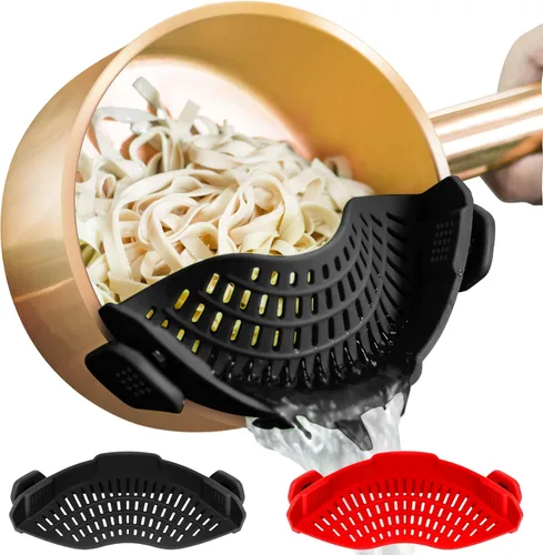 Vista 11 de AUOON - Colador con clip para todas las ollas, colador de silicona para pasta, colador de cocina para drenar fideos, grasa de carne molida