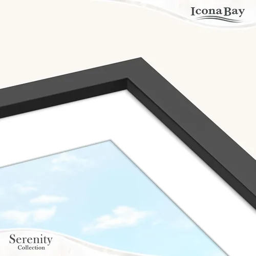 Vista 8 de Icona Bay Serenity Collection - Marco de fotos de 4 x 6 pulgadas con paspartú extraíble para fotos de 3 x 5 pulgadas (negro), elegante marco