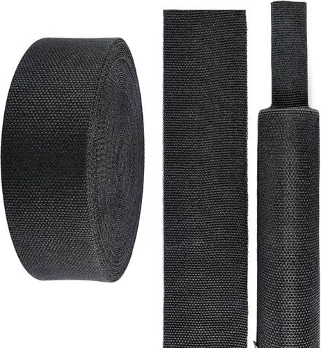 Vista 17 de Tubo de tela trenzada termorretráctil 2 en 1, ajuste ideal para manguera/cable/alambre de forma irregular (1-1/8 pulgadas, 14 pies)