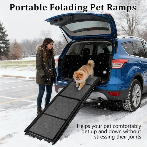 Vista 8 de Rampa para perros de 71 x 20 pulgadas para automóvil, rampas portátiles para perros grandes con superficie antideslizante para perros, rampa