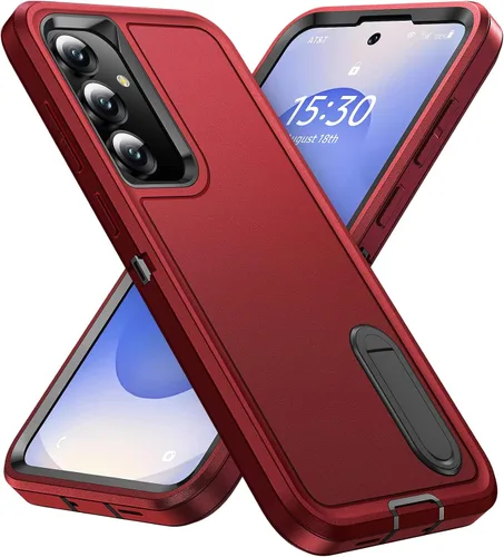 Vista 29 de BaHaHoues Funda protectora de grado militar para Samsung Galaxy S25 Plus con soporte integrado, a prueba de golpes y caídas (morado noche/rosa bebé)