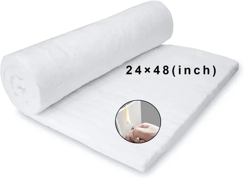 Vista 11 de Manta deflectora de fibra cerámica de 24" x 12" x 1" (gruesa) aislante ignífuga clasificada hasta 2400°F, resistencia a altas temperaturas