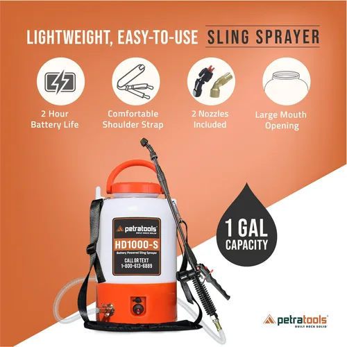 Vista 7 de Pulverizador alimentado por batería PetraTools de 1 galón - HD1000-S - Pulverizadores eléctricos de servicio pesado en césped y jardín para control