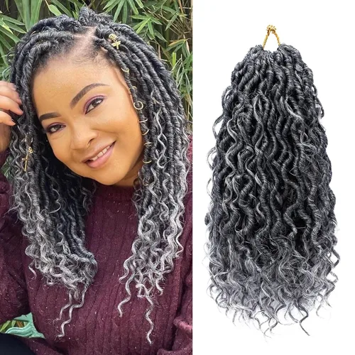 Vista 17 de 8 pulgadas Goddess Faux Locs pelo de ganchillo para mujer negro 7 paquetes de rastas estilo bohemio río para mujeres niños cabello pre rizado