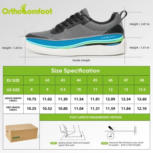 Vista 6 de OrthoComfoot Zapatillas ortopédicas de moda para hombre con soporte de arco cómodos zapatos ortopédicos para fascitis plantar, zapatos de caminar