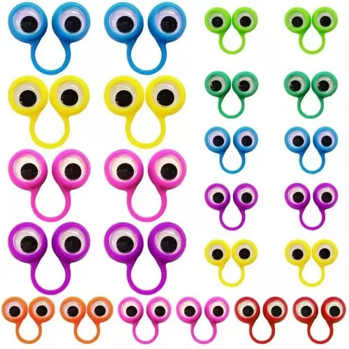 Vista 2 de Marionetas de dedo de ojo Googly Eye Finger Puppets Wiggly Eyeball Finger Puppet Rings Eye Finger Toy Party Favor 8 colores con dos tamaños