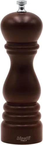Vista 10 de Bisetti Molino de pimienta de madera de haya Roma de 5,12 pulgadas con molinillo de acero ajustable con acabado de nogal, fabricado en Italia