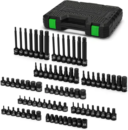 Vista 2 de TecoTek Juego de 84 piezas de 3/8 pulgadas Drive Master Hex Bit Impact Socket Set, Impact Allen Bit Socket Set, Star Bits, Stubby Bits, estrella a