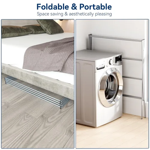 Vista 4 de Whitmor Tendedero plegable para ropa, 12 barras de metal para colgar ropa, uso en interiores y exteriores, 36.2 pulgadas de profundidad x 30.3