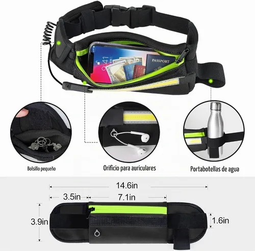 Vista 5 de Hopedone Luz de correr, gran angular de 230°, 1000 lúmenes, luz nocturna para correr, cinturón recargable, luces de seguridad con bolsillo grande