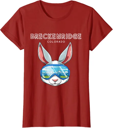 Vista 64 de Breckenridge Colorado USA - Camiseta de esquí y snowboard de conejo, Negro, S