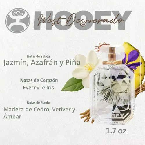 Vista 7 de HOOEY West Desperado Perfume para mujer, perfume cítrico de larga duración para mujeres con notas de jazmín, azafrán, madera de cedro, ámbar y más