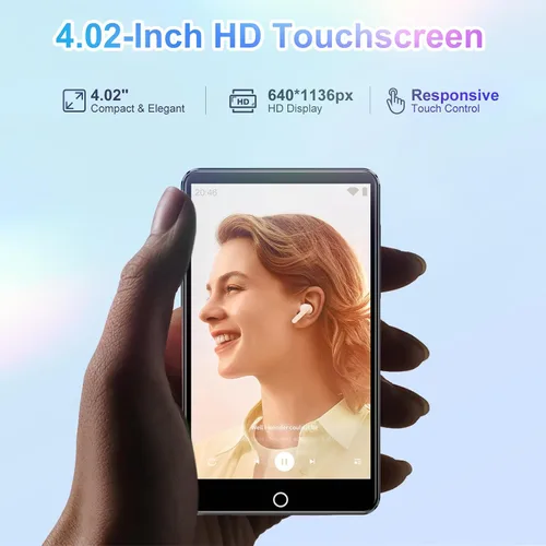 Vista 6 de Reproductor de MP3 Conrain de 80GB con Bluetooth y WiFi, Reproductor de MP3 Android con pantalla táctil de 4.02" con cámara trasera de 13MP