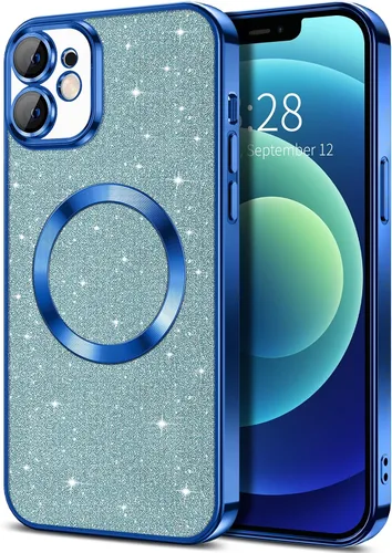 Vista 15 de Hython para iPhone 16 Funda con chispas brillantes, fundas transparentes magnéticas con protector de lente de cámara [Compatible con MagSafe]