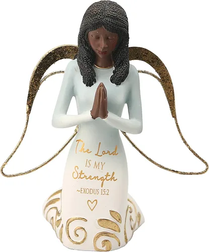 Vista 13 de Pavilion Gift Company Friendship Fills Our Heart with Happiness-Figura coleccionable de ángel de resina de conejo afroamericano de 7.5 pulgadas