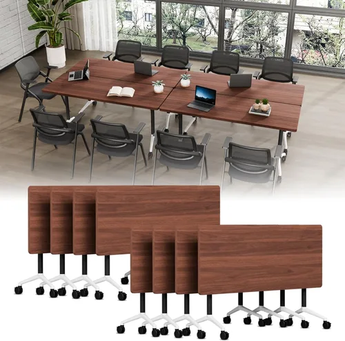 Vista 60 de Folding Conference Table with Wheels, Modular Foldable Conference Room Training Tables for Training Rooms, Flip Top Mobile Rolling Meeting Seminar
