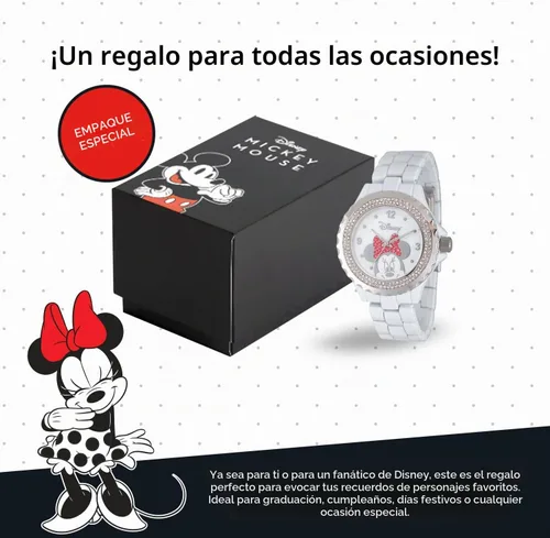 Vista 6 de Disney Minnie Mouse Watch for Women, Classic Minnie Mouse Design – Stylish Watch for Women Fans – Elegant 's Watches with Pink Stainless Steel