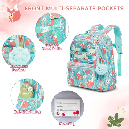 Vista 3 de Mochila para niños para escuela, niñas, niños, jardín de infantes, primaria, mochilas para niños pequeños, preescolar, mochila de viaje linda