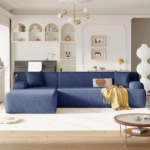 Vista 10 de KLMM Elegante sofá modular grande en forma de L de 2 piezas con dos almohadas, para sala de estar, oficina, apartamento, dormitorio, salón