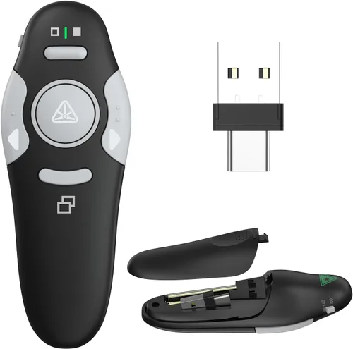 Vista 10 de QUI Presentation Clicker - Clicker remoto inalámbrico para presentación de PowerPoint, PowerPoint Slide Advancer para Mac/Windows/Linux, Google Negro