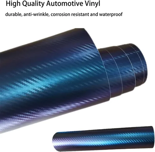 Vista 6 de Envoltura de Vinilo de Fibra de Carbono, Envoltura de Vinilo Púrpura Brillante para Automóvil, Encantador Camaleón Azul a Púrpura Autoadhesivo 1 pie