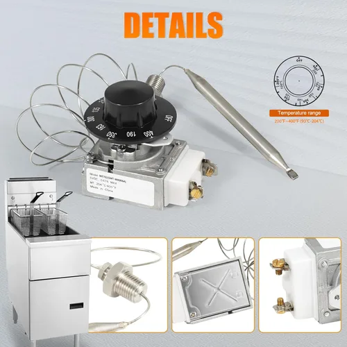 Vista 5 de 60125401 Termostato para freidora con interruptor de perilla, termostato Millivolt RX-1-36, caja de cosas Mpt de 1/4 pulgadas compatible con Pitco