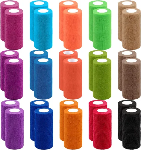 Vista 13 de BQTQ 30 rollos de vendajes autoadhesivos de 3 pulgadas, vendajes autoadhesivos de 3 pulgadas, vendaje elástico para esguinces de hinchazón de muñeca
