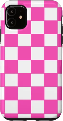 Vista 8 de Funda de tablero de ajedrez clásica a cuadros rosa y blanco para iPhone 16