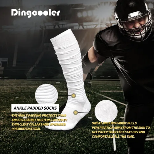 Vista 3 de Paquete de 2 calcetines de fútbol Scrunch, calcetines deportivos acolchados extra largos para hombres y mujeres