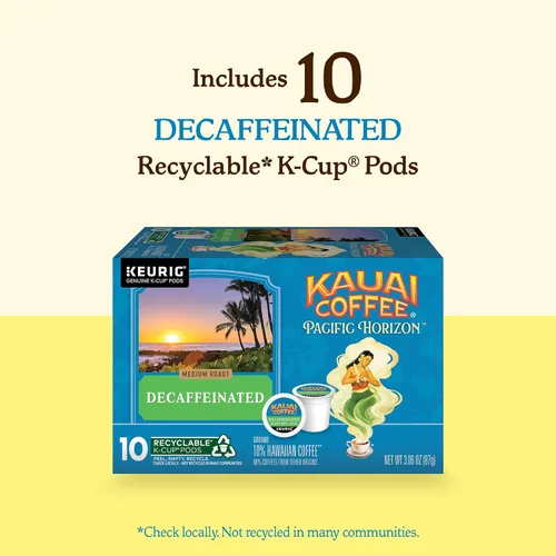 Vista 6 de Kauai Coffee Cápsulas K-Cup para cafeteras Keurig, café arábica, 10% hawaiano, tostado medio, aroma brillante con notas florales, descafeinado, 1