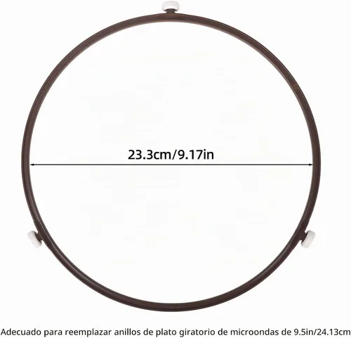 Vista 2 de Anillo de soporte giratorio para horno microondas de 9.5 pulgadas para GE Rodillo de plástico, rueda giratoria para soporte de placa giratoria