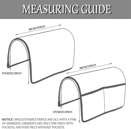 Vista 6 de Funda para reposabrazos de sofá, fundas para reposacabezas de sofá de 1/2/3 plazas con bolsillo, funda antideslizante acolchada a prueba de agua