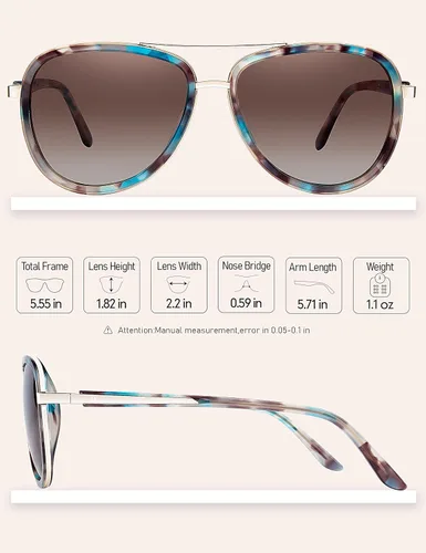 Vista 4 de BIRCEN Gafas de sol polarizadas para mujer con protección UV, persianas retro espejadas con marco de acetato BC2001