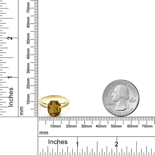 Vista 29 de Gem Stone King Anillo de compromiso de oro amarillo de 14 quilates de 2-3 quilates con piedra preciosa ovalada de 0.394 x 0.315 in y diamantes