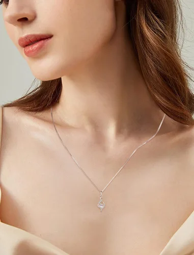 Vista 4 de JIWOY Collar infinito de plata de ley con colgante de piedra de corazón y piedra natal para mujer