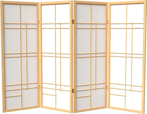 Vista 11 de Pantalla corta Eudes Shoji de 4 pies - Negro - 4 Paneles