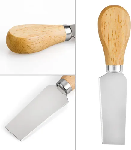 Vista 3 de Juego de 4 cuchillos de queso, cuchillo de queso, tenedor de queso, rebanador de queso, cuchillo de mantequilla, mini cuchillos de queso de acero
