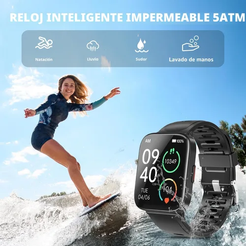 Vista 6 de DUREXO Reloj inteligente, reloj inteligente para hombre de fitness impermeable 5ATM, reloj de fitness con pantalla táctil de 1.69 pulgadas, reloj